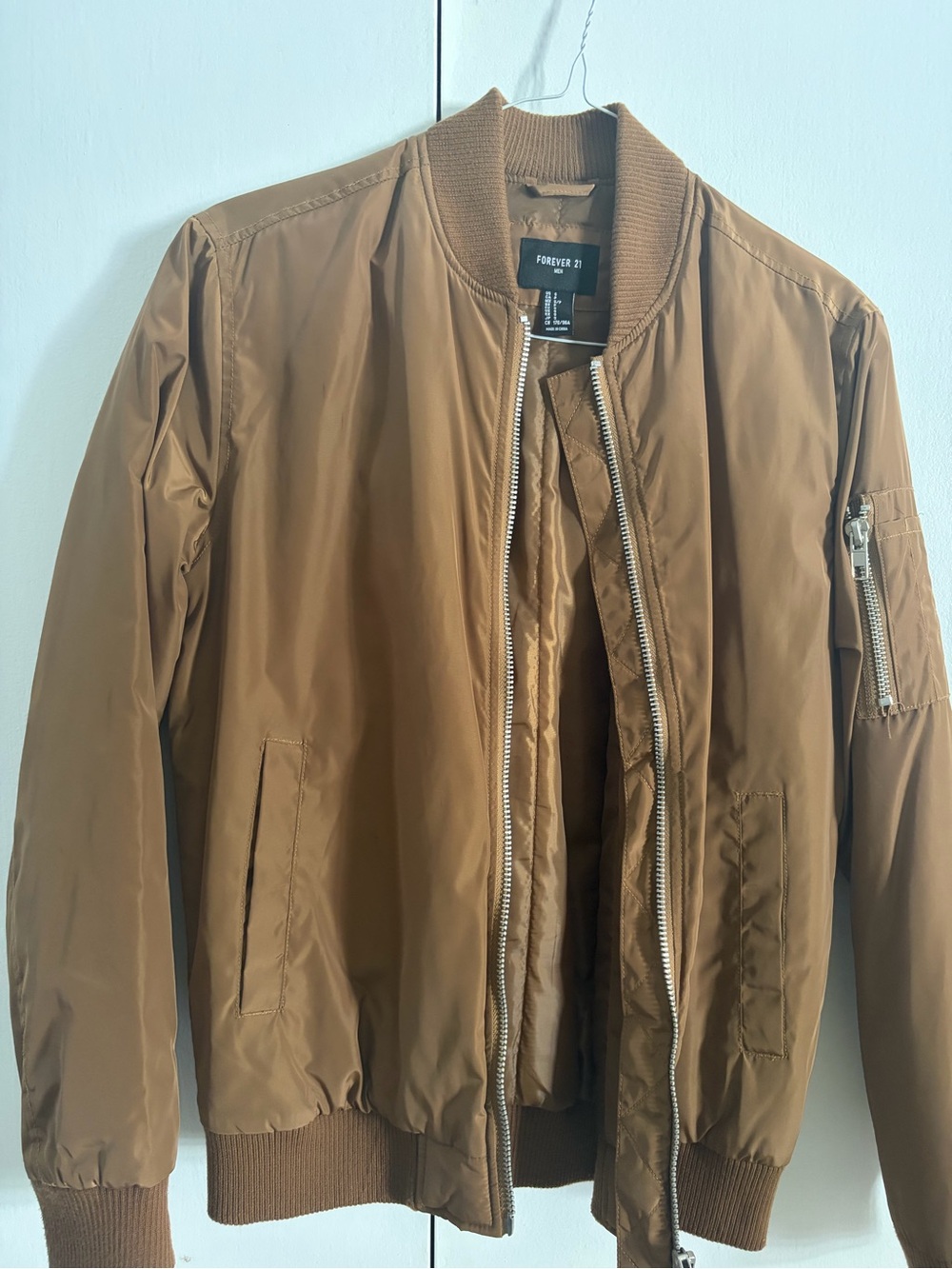 Forever 21 Men's Caramel Brown Bomber Jacket